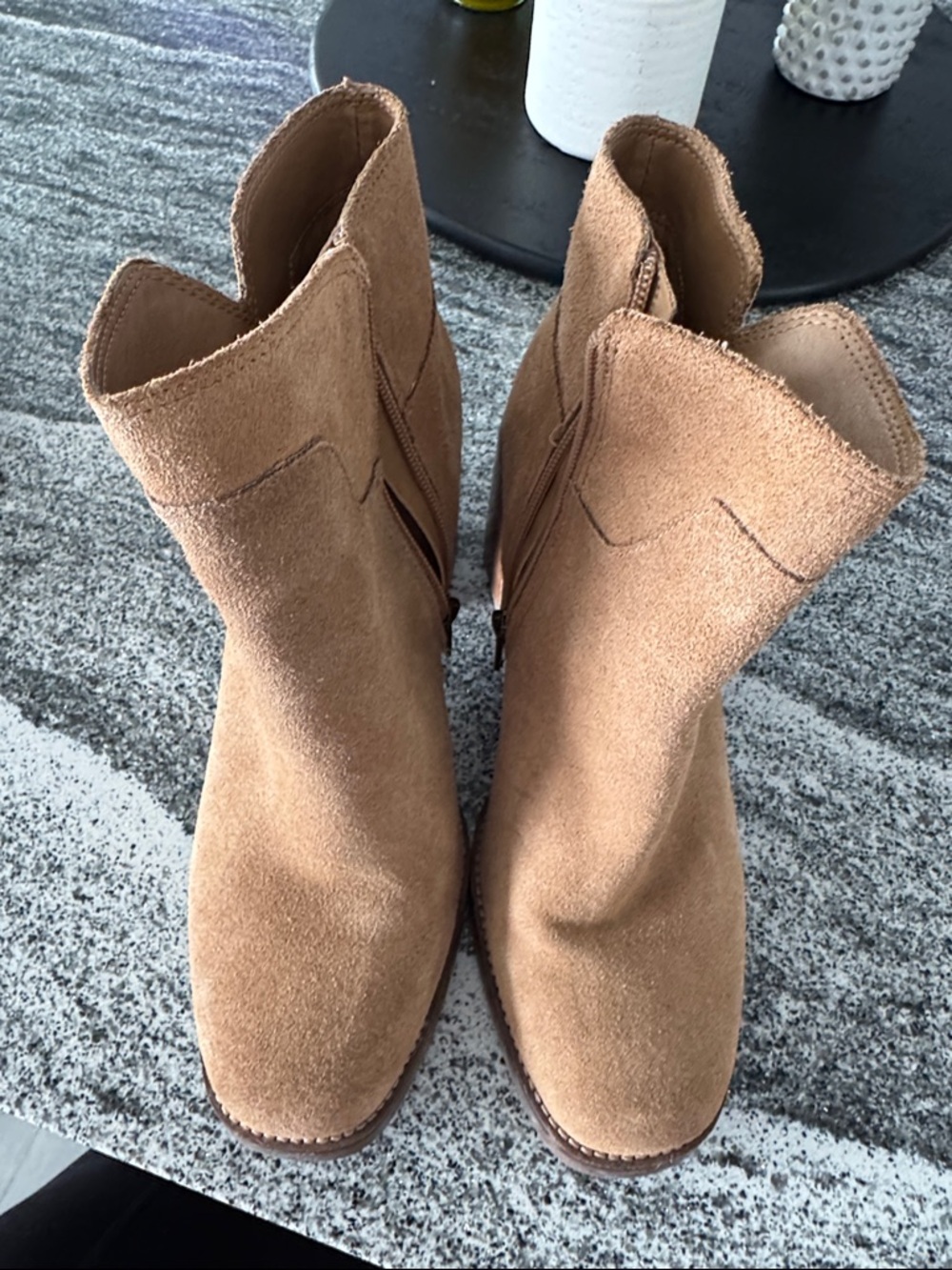 Lucky Brand Women's Suede Tan Ankle Booties